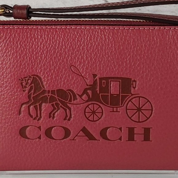 'COACH' PEBBLE-LEATHER SIGNATURE HORSE & CARRIAGE EMBOSSED WRISTLET BELLA~ROSAE - Picture 10 of 16